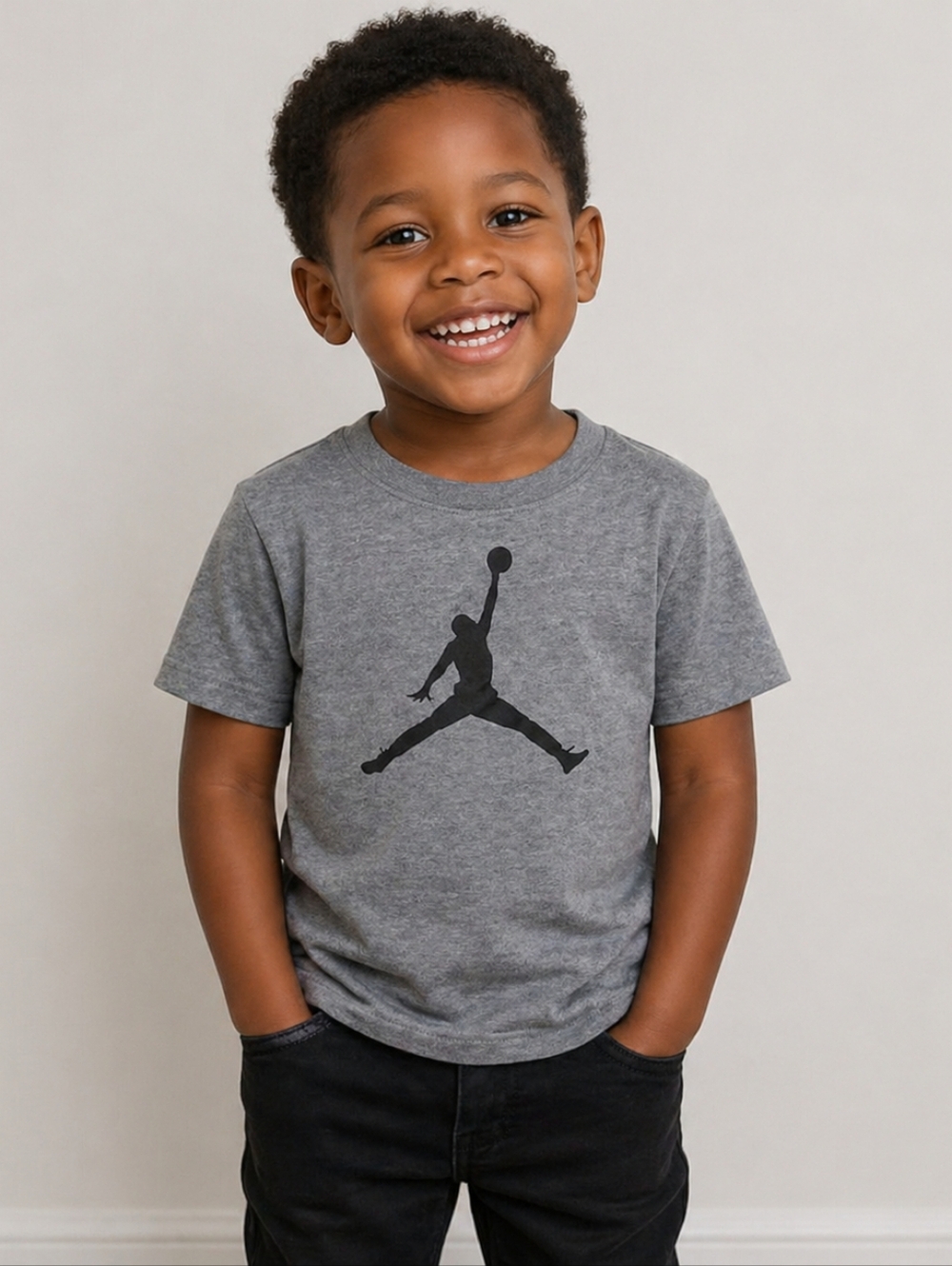 Toddler Boys' Nike Air Jordan Jumpman Gray & Black Short Sleeve Shirt 4T